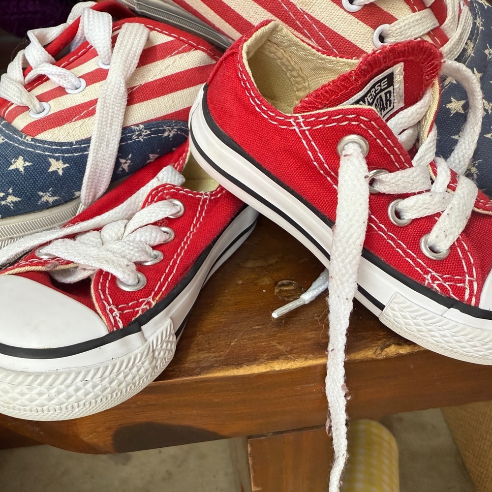 Converse Kids Red and Blue Canvas Sneakers